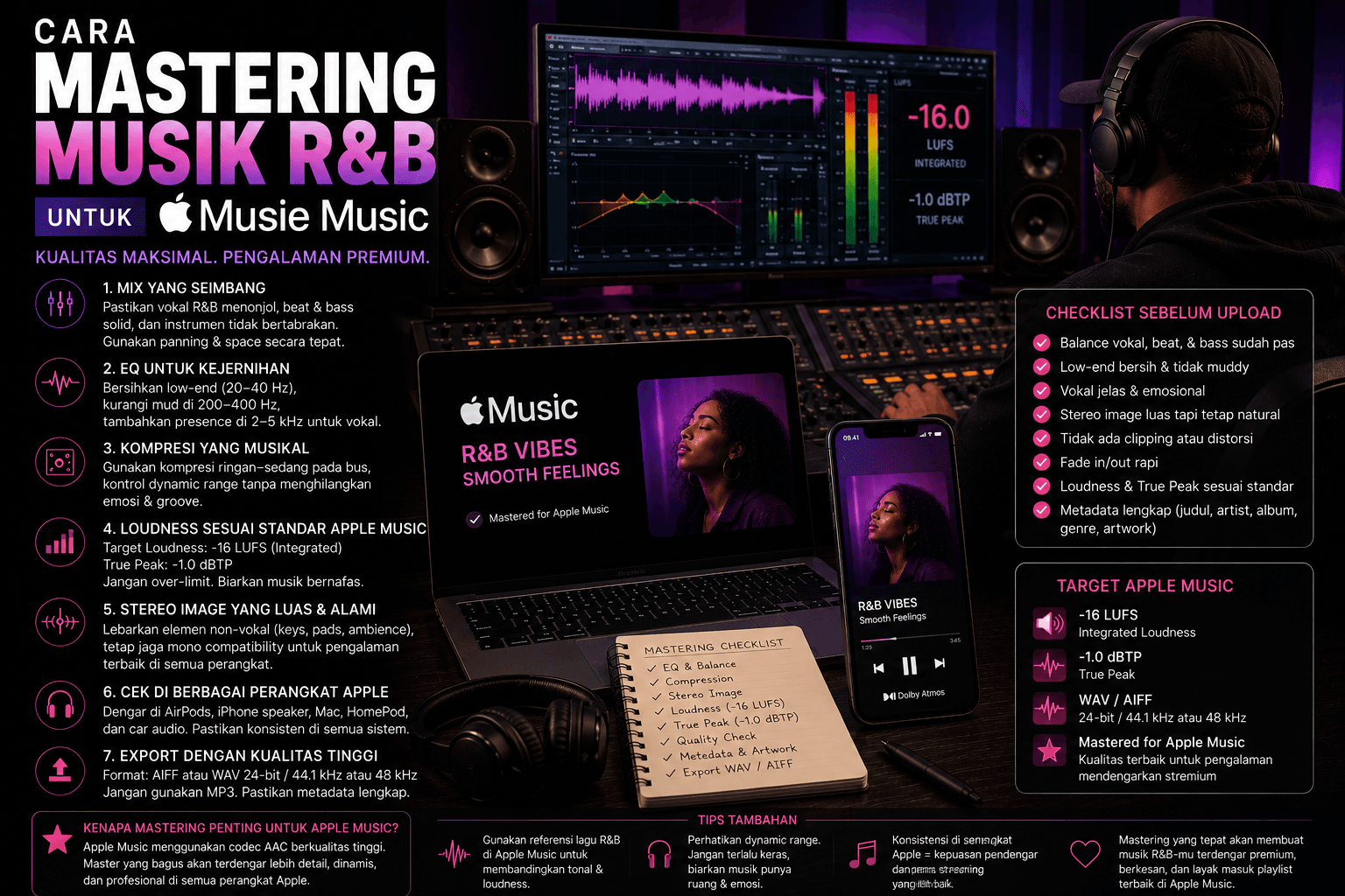 Cara Mastering Musik R&B untuk Apple Music
