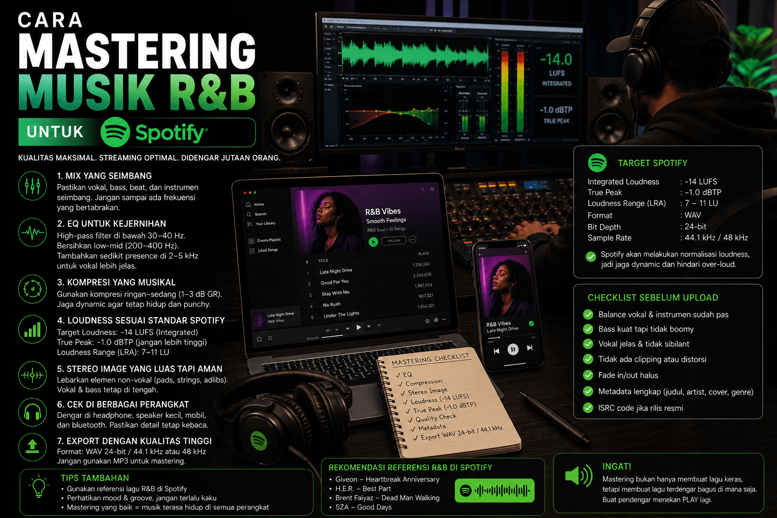 Cara Mastering Musik R&B untuk Spotify