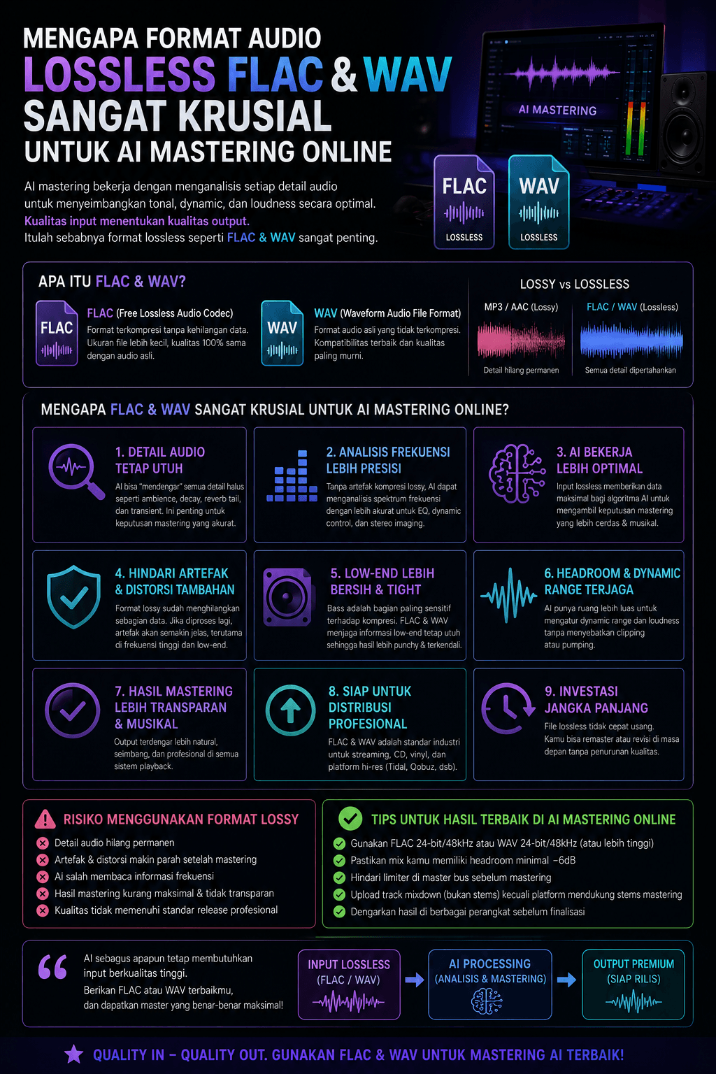 Mengapa Format Audio Lossless FLAC & WAV Sangat Krusial untuk AI Mastering Online
